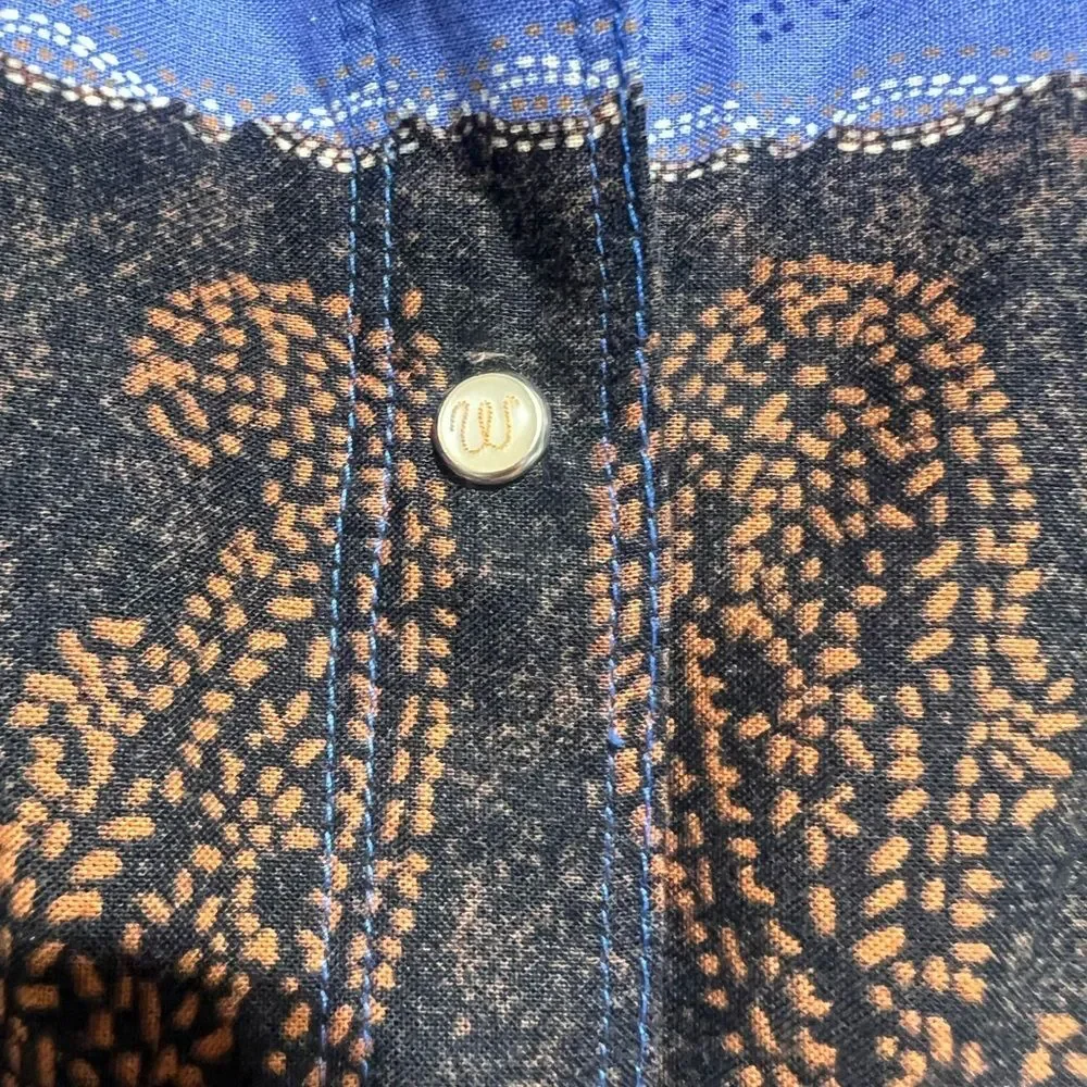 Wrangler Horse Print Vintage Western Snap Button Long Sleeve Top Size Medium - Picture 5 of 12